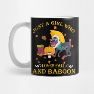 Just A Girl Who Loves Fall & Baboon Funny Thanksgiving Gift Mug